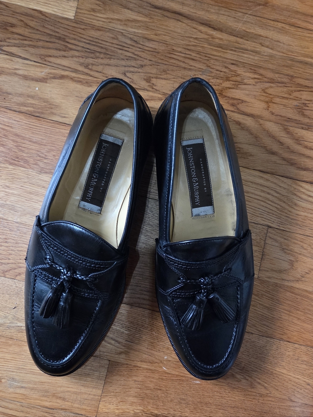 Johnston & Murphy Black Leather Tassel Penny Loafers